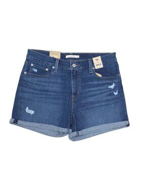 Levis Womens 12 Hypersoft Denim Shorts Mid Rise Distressed Slim W31 -4.5" Inseam